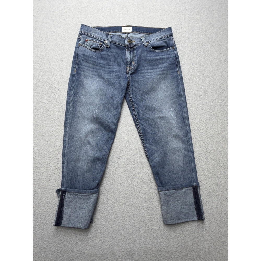 Hudson Muse Crop Skinny Jeans Womens 28 Blue Med Wash Mid Rise Cuffed Stretch